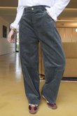 Gilbert Soft Cord Barrel Pant Charcoal /8=